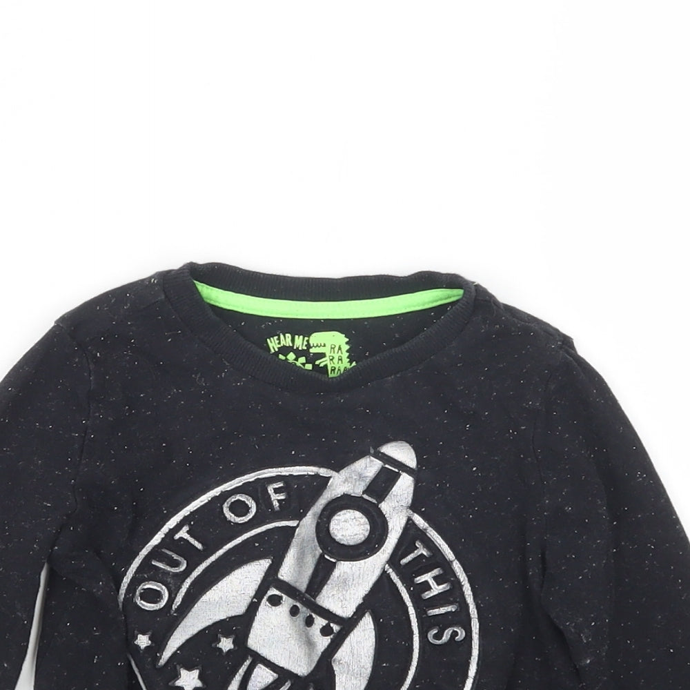 F&F Boys Black Geometric  Babydoll Pyjama Top Size 18-24 Months