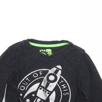 F&F Boys Black Geometric  Babydoll Pyjama Top Size 18-24 Months