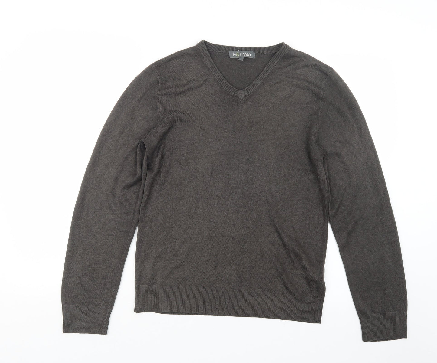 Marks and Spencer Mens Brown  Knit Pullover Jumper Size S