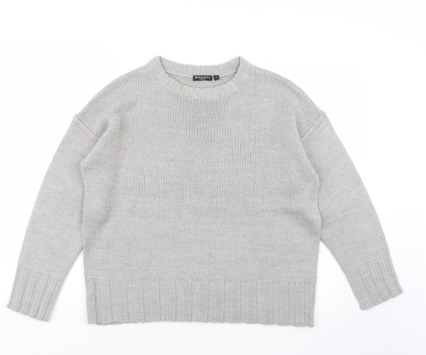 Womens UK Size S Brave Soul Grey Pullover Jumper
