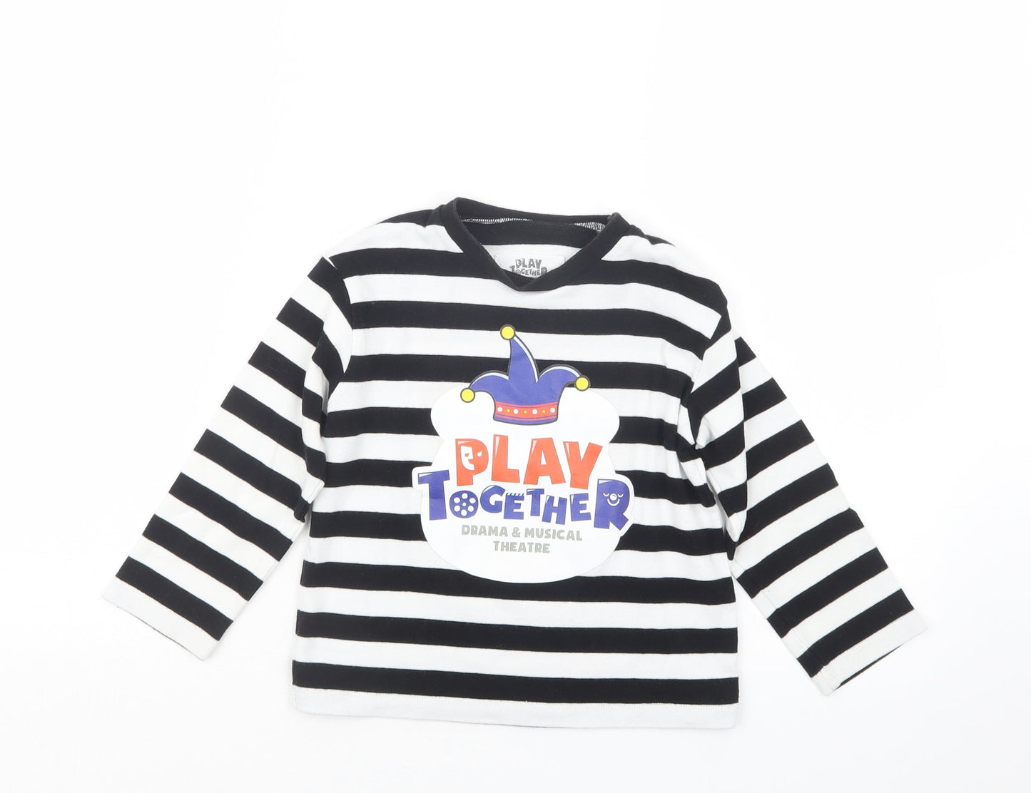 Play Together Girls Black Striped  Pullover T-Shirt Size 5 Years