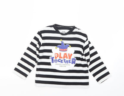 Play Together Girls Black Striped  Pullover T-Shirt Size 5 Years