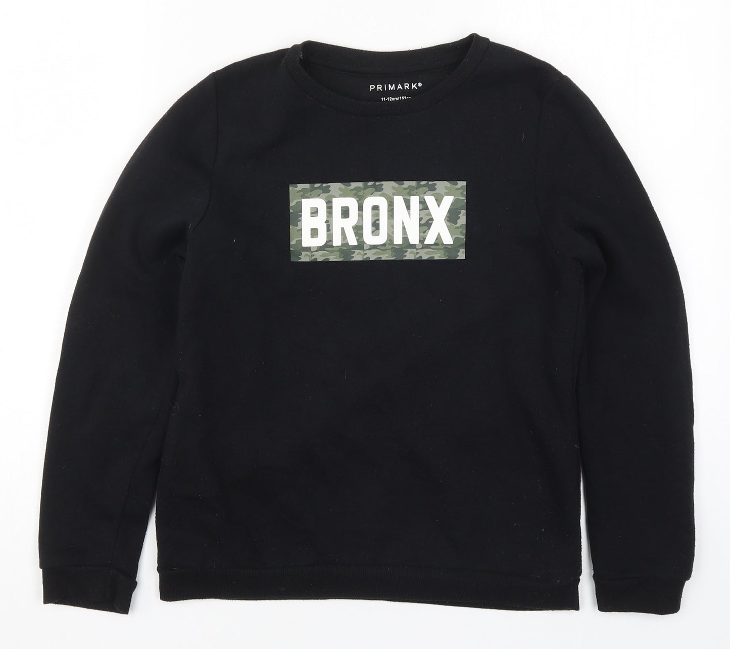Primark Boys Black   Pullover Sweatshirt Size 11-12 Years  - Bronx