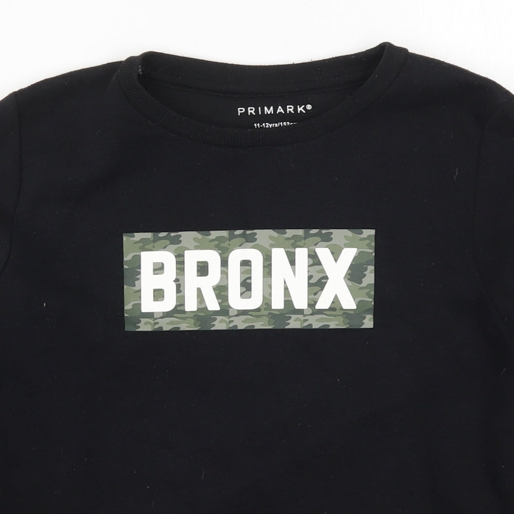 Primark Boys Black   Pullover Sweatshirt Size 11-12 Years  - Bronx