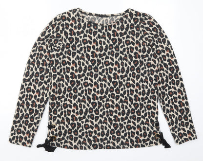 M&Co Womens Beige Animal Print  Basic T-Shirt Size 10