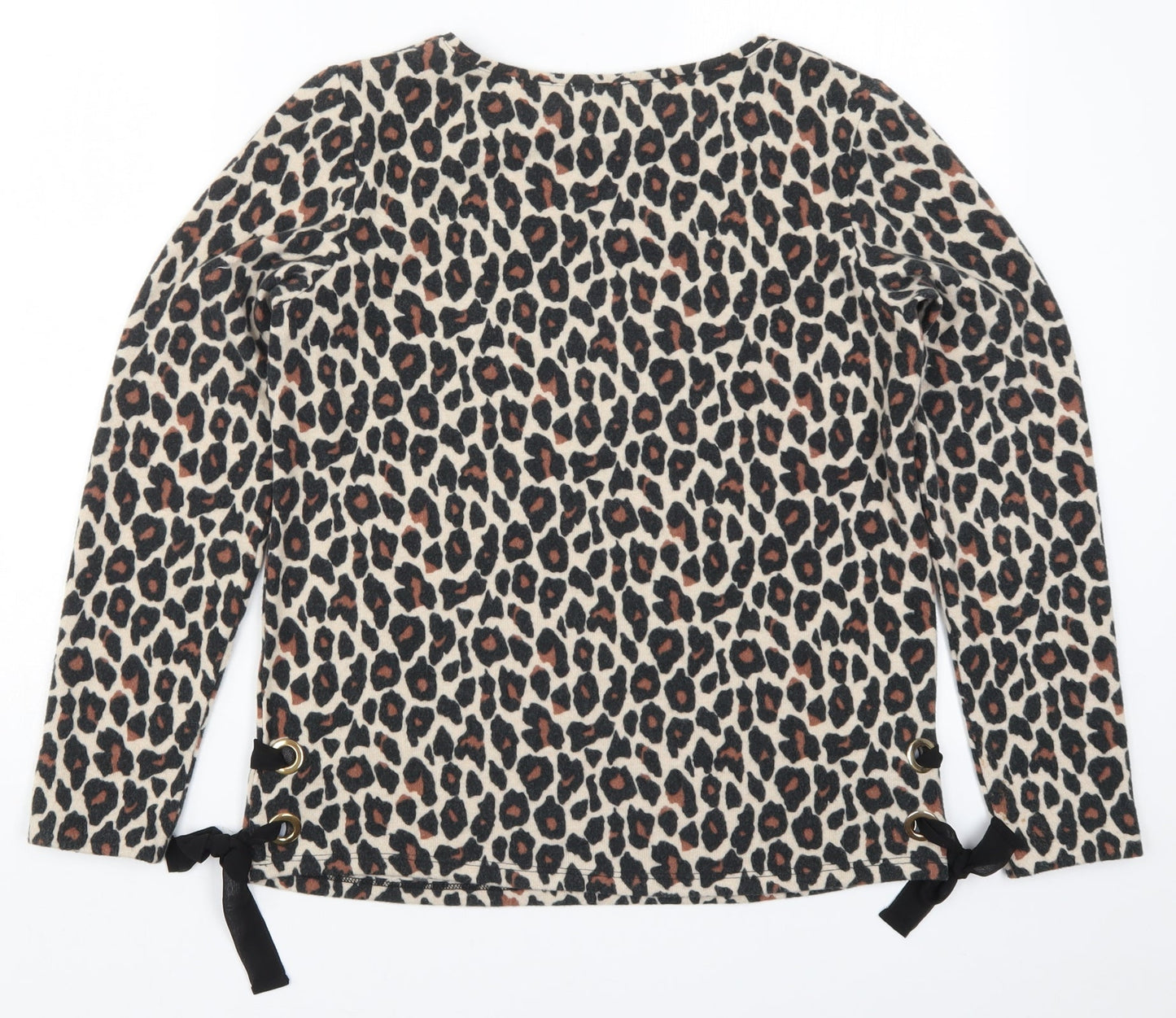 M&Co Womens Beige Animal Print  Basic T-Shirt Size 10