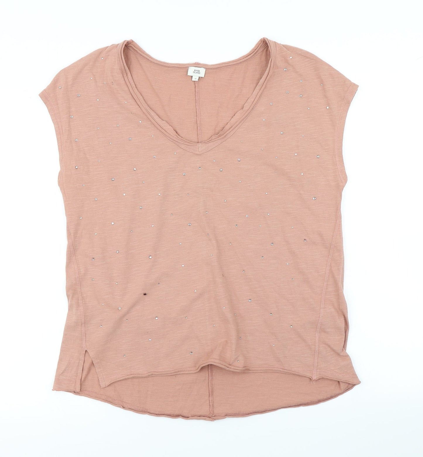 Womens UK Size 10 River Island Pink Basic T-Shirt