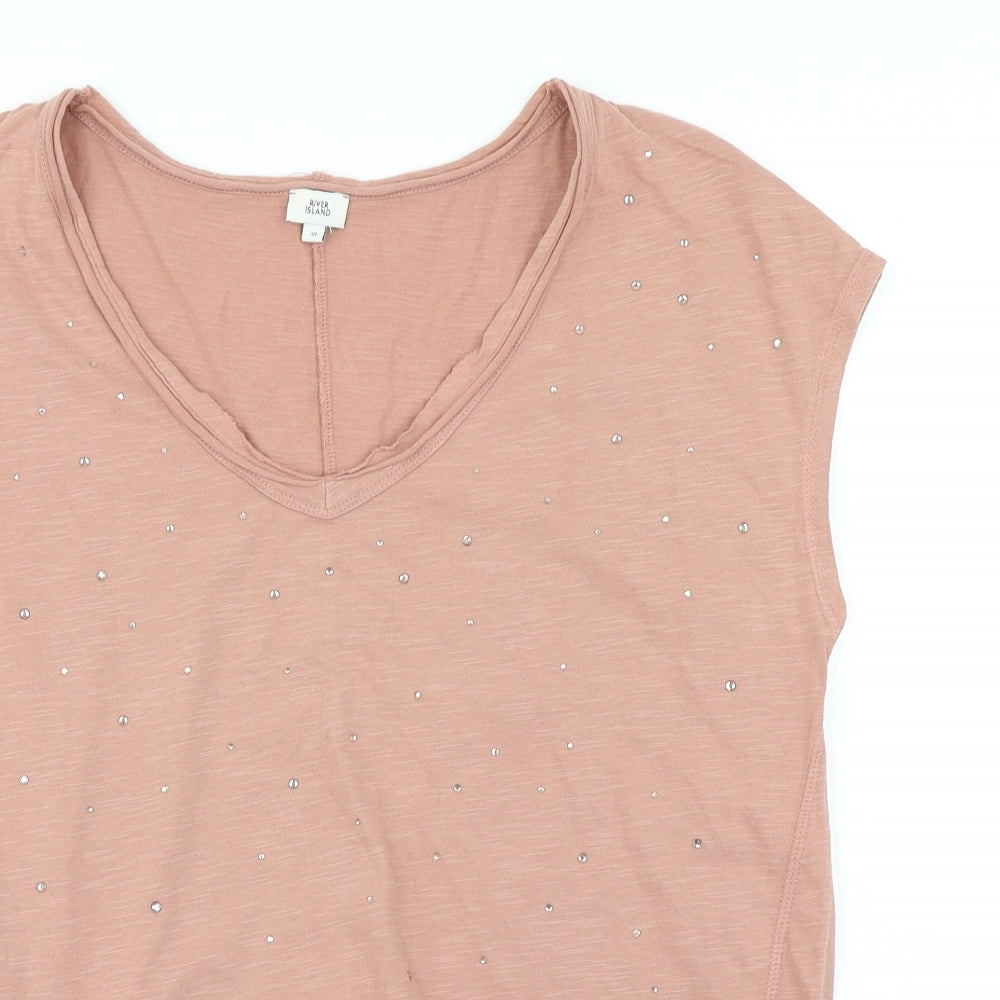 Womens UK Size 10 River Island Pink Basic T-Shirt