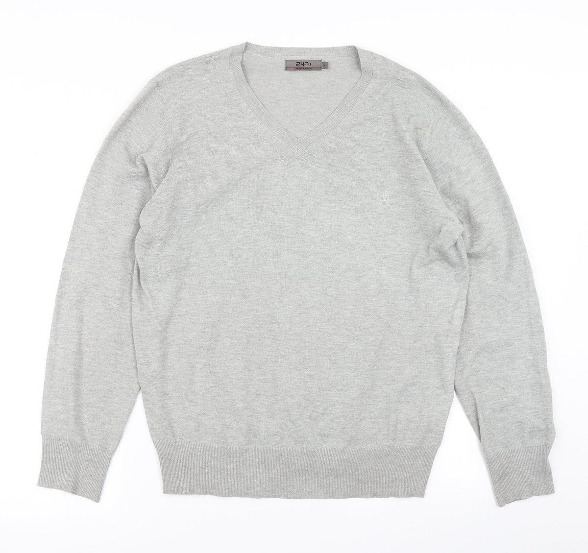 Additional front view of 24:7 men’s grey knit jumper, size M