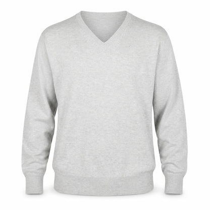 Front view of 24:7 men’s grey knit jumper, size M
