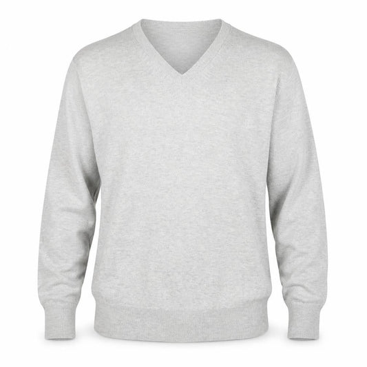 Front view of 24:7 men’s grey knit jumper, size M