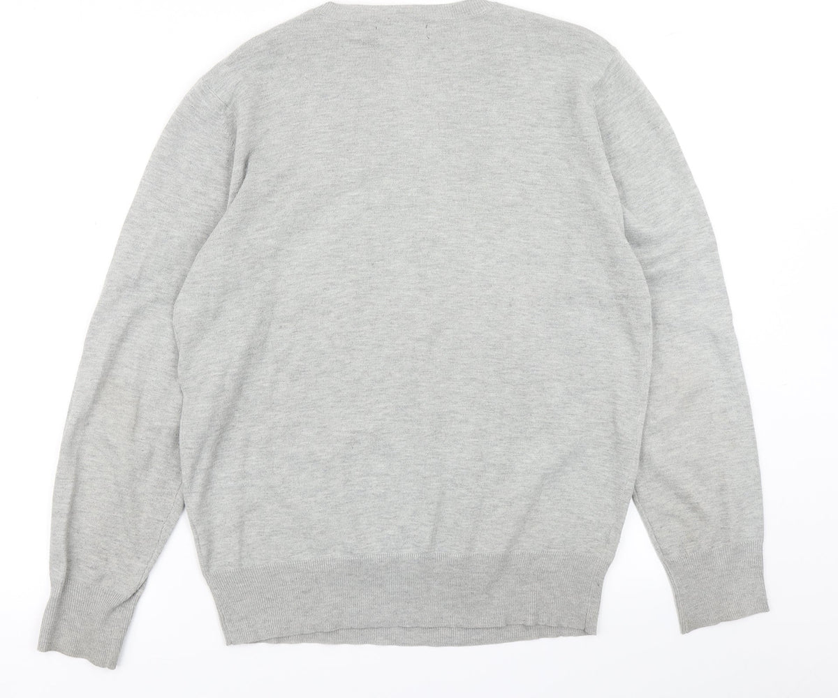 Back view of 24:7 men’s grey knit jumper, size M