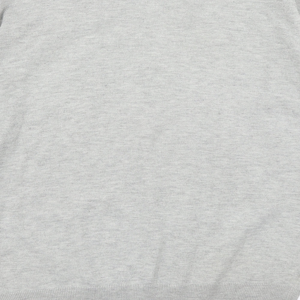 Brand and care label for 24:7 men’s grey knit jumper, size M
