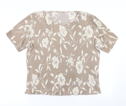 Bonmarché Womens Brown Floral  Basic T-Shirt Size 14