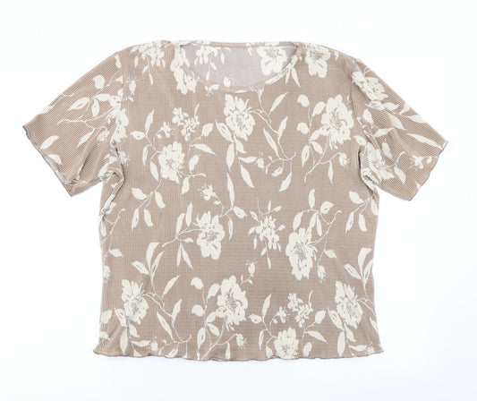Bonmarché Womens Brown Floral  Basic T-Shirt Size 14