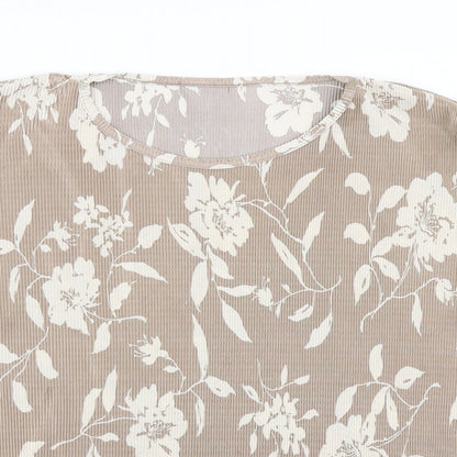 Bonmarché Womens Brown Floral  Basic T-Shirt Size 14