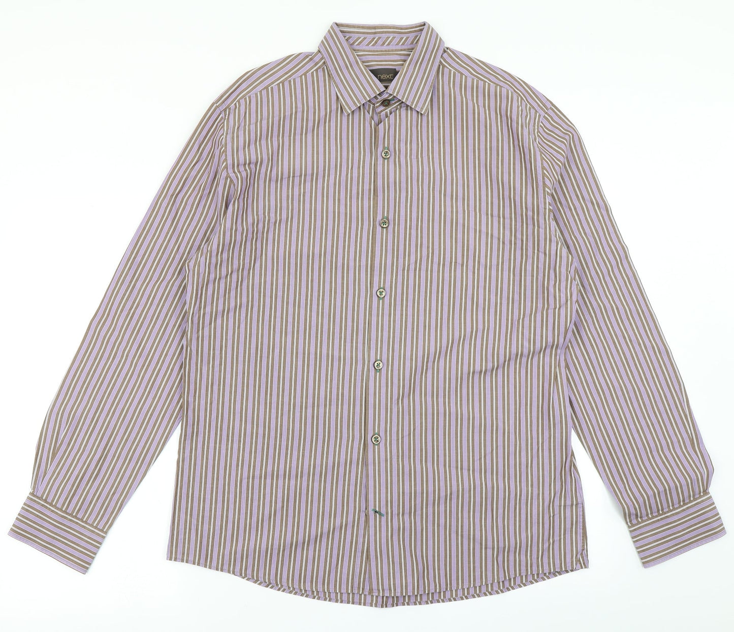 Mens UK Size L NEXT Purple  Button-Up Long Sleeve Casual Shirt