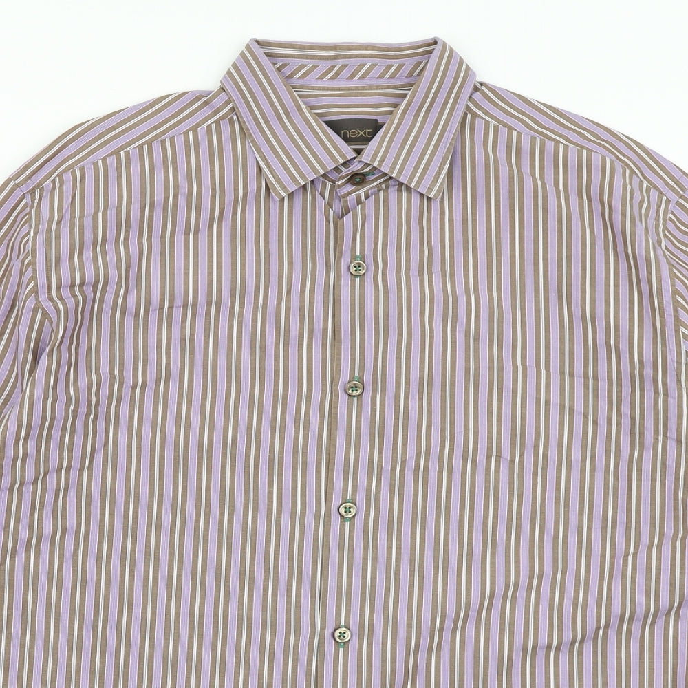 Mens UK Size L NEXT Purple  Button-Up Long Sleeve Casual Shirt