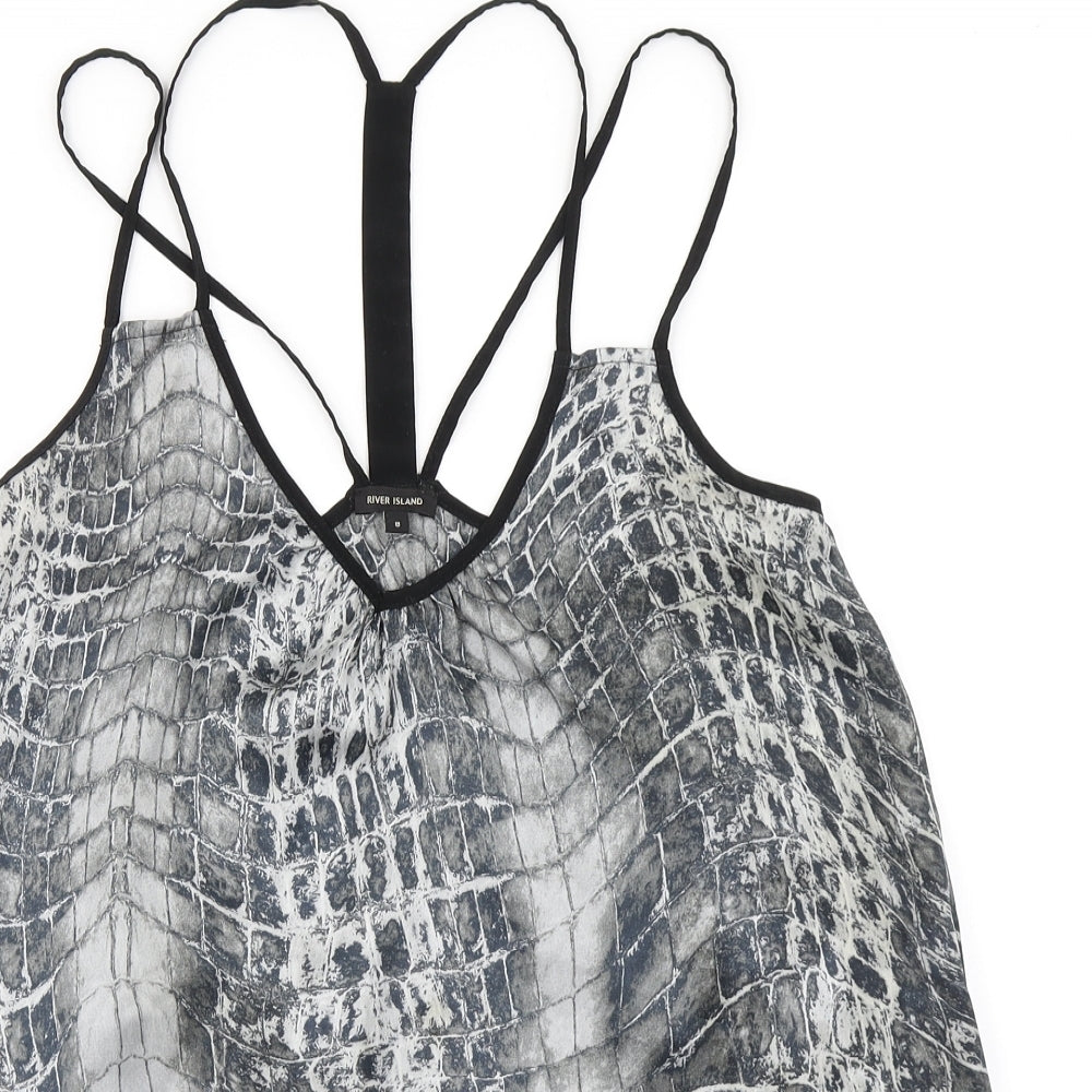 Womens UK Size 8 River Island Grey Camisole Blouse