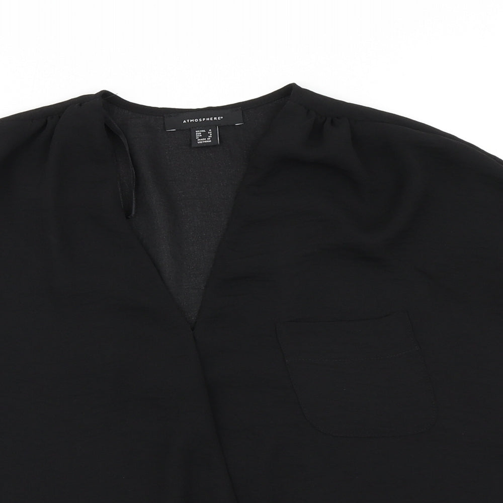 Womens UK Size 4 Atmosphere Black Basic Blouse