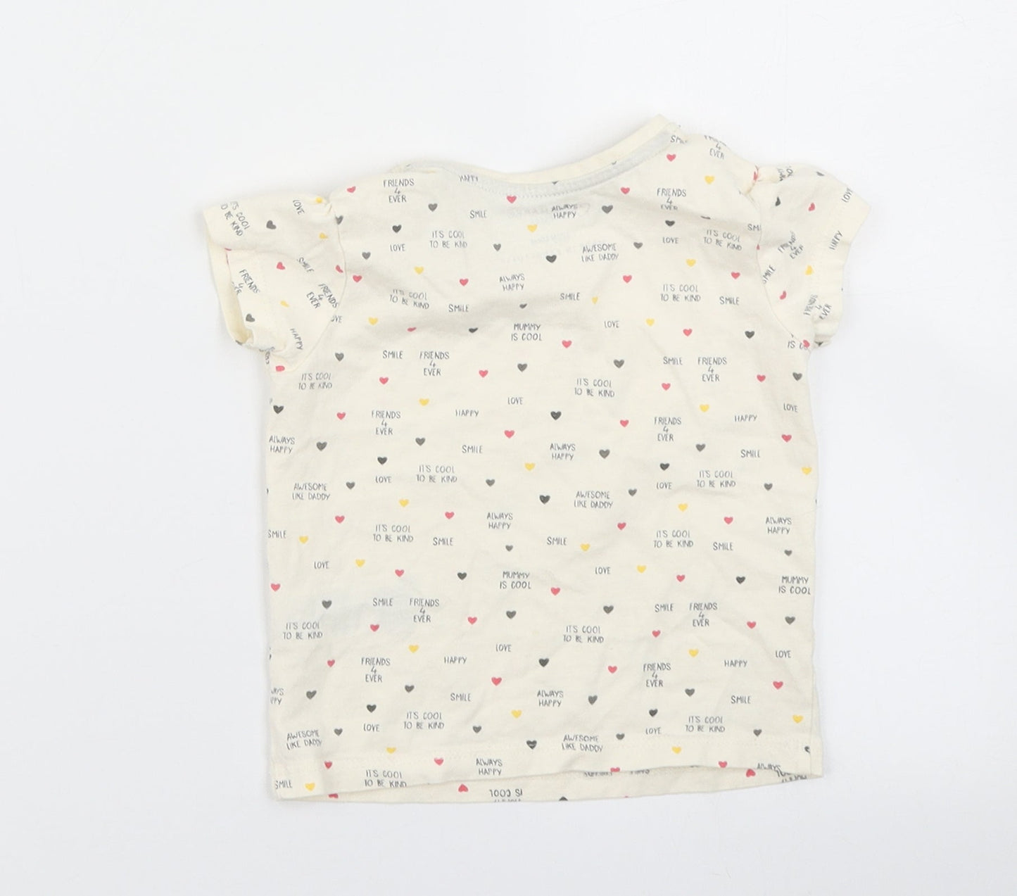 Primark Girls Ivory Polka Dot  Basic T-Shirt Size 9-12 Months