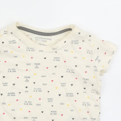 Primark Girls Ivory Polka Dot  Basic T-Shirt Size 9-12 Months