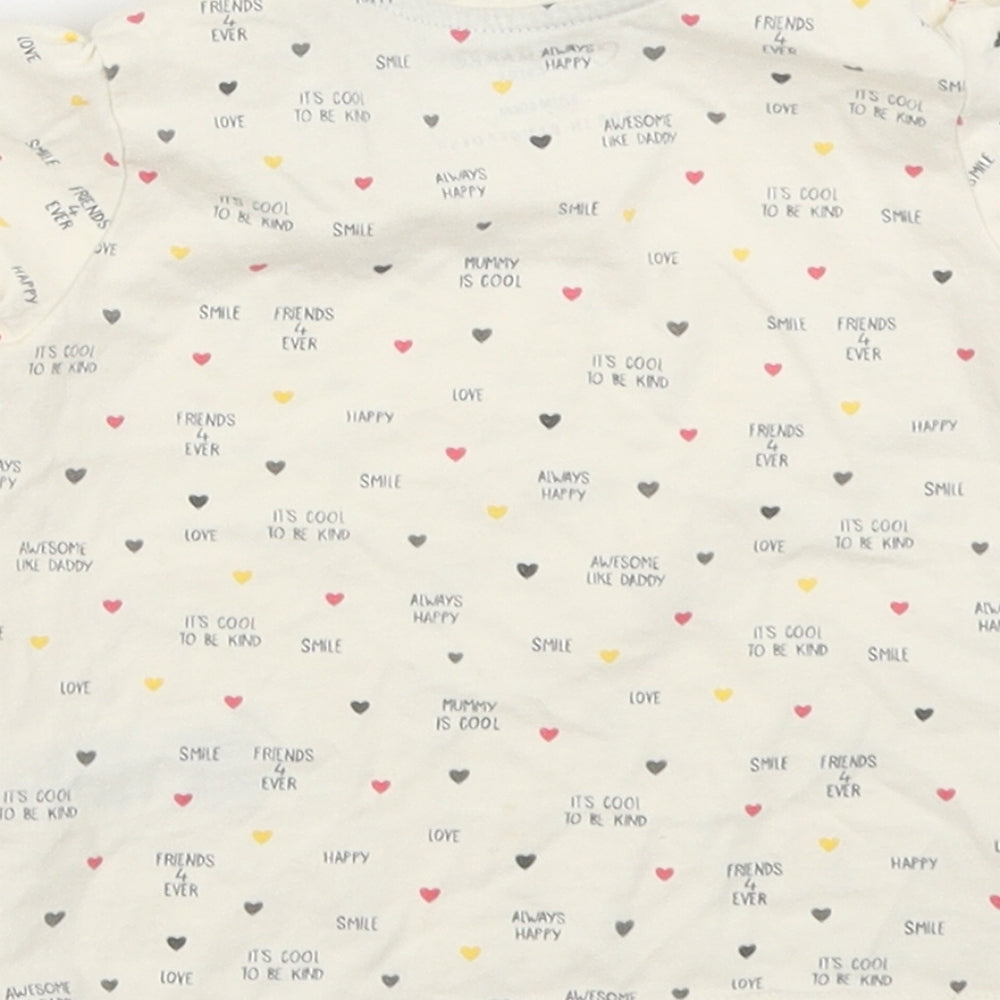 Primark Girls Ivory Polka Dot  Basic T-Shirt Size 9-12 Months