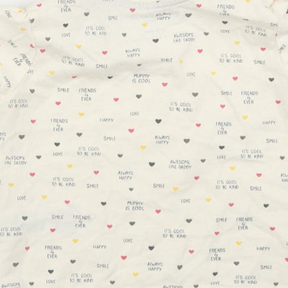 Primark Girls Ivory Polka Dot  Basic T-Shirt Size 9-12 Months