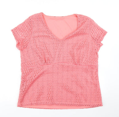 Womens UK Size M BM Pink Basic T-Shirt