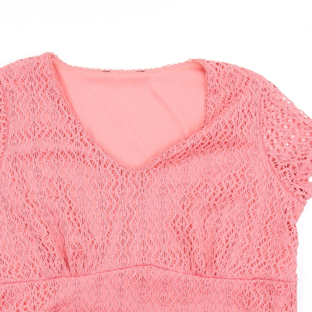 Womens UK Size M BM Pink Basic T-Shirt