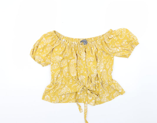 Primark Womens Yellow Geometric  Basic Blouse Size 6