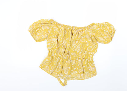 Primark Womens Yellow Geometric  Basic Blouse Size 6