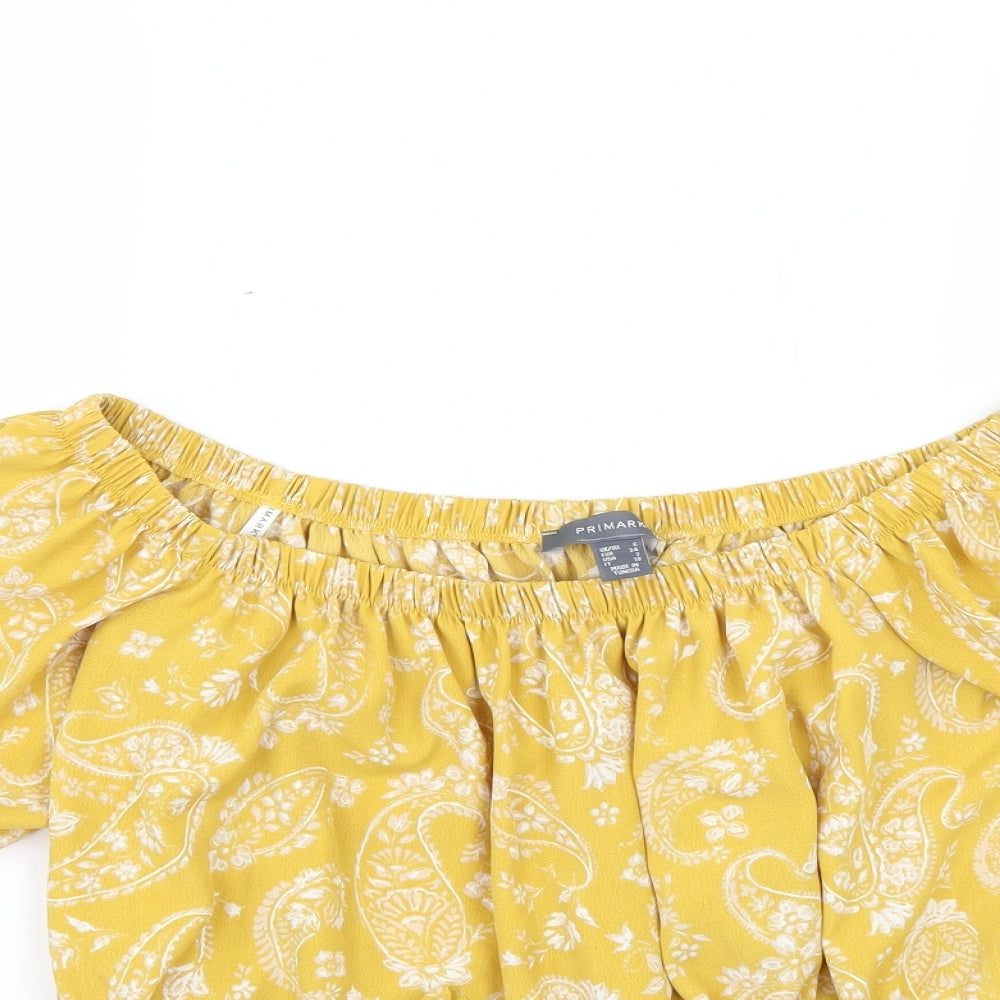 Primark Womens Yellow Geometric  Basic Blouse Size 6