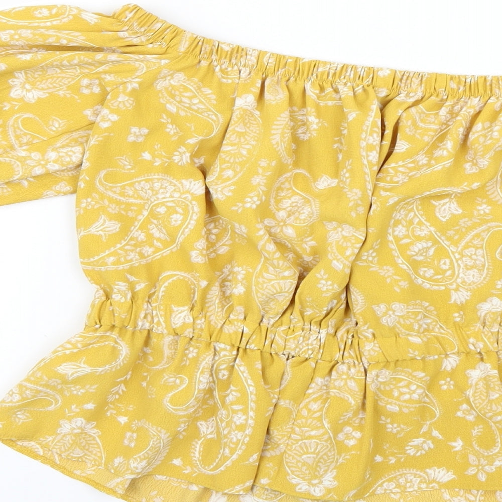 Primark Womens Yellow Geometric  Basic Blouse Size 6