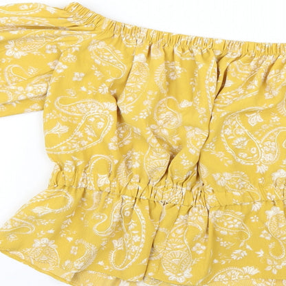 Primark Womens Yellow Geometric  Basic Blouse Size 6