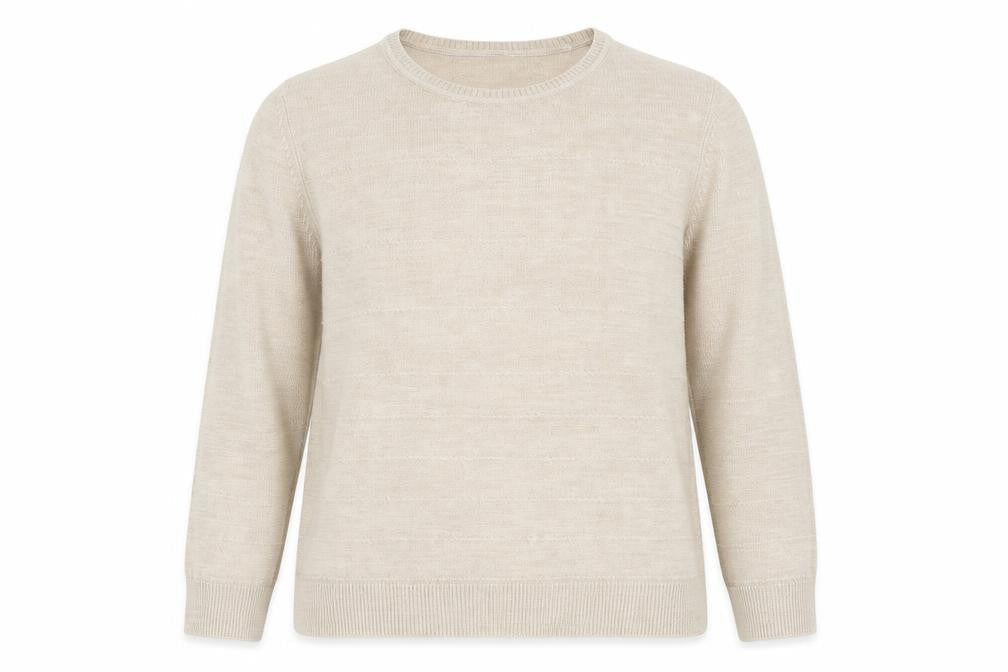 Front view of Marks & Spencer women’s beige jumper, size UK 14