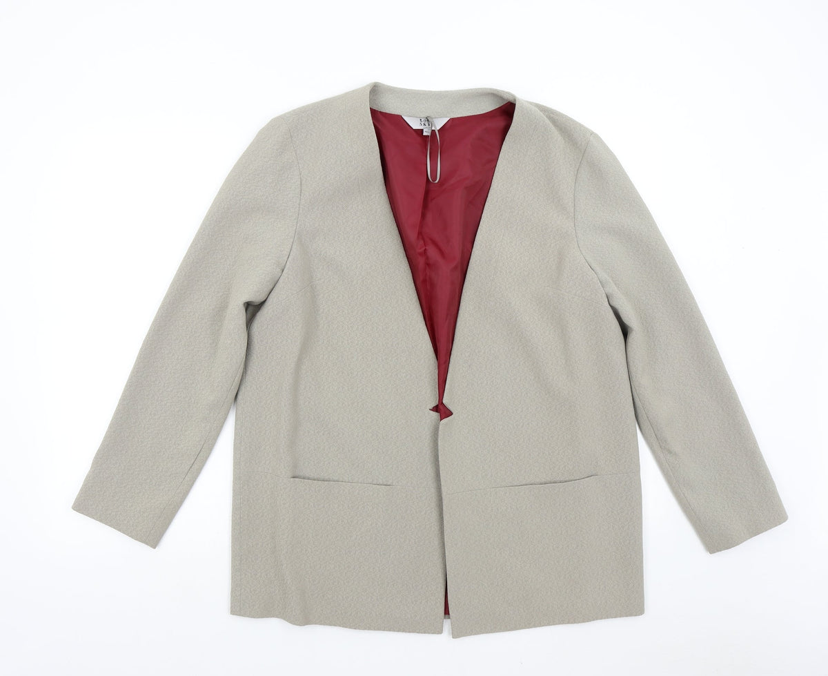 Additional front view of Lola Skye women’s beige jacket blazer, size UK 16