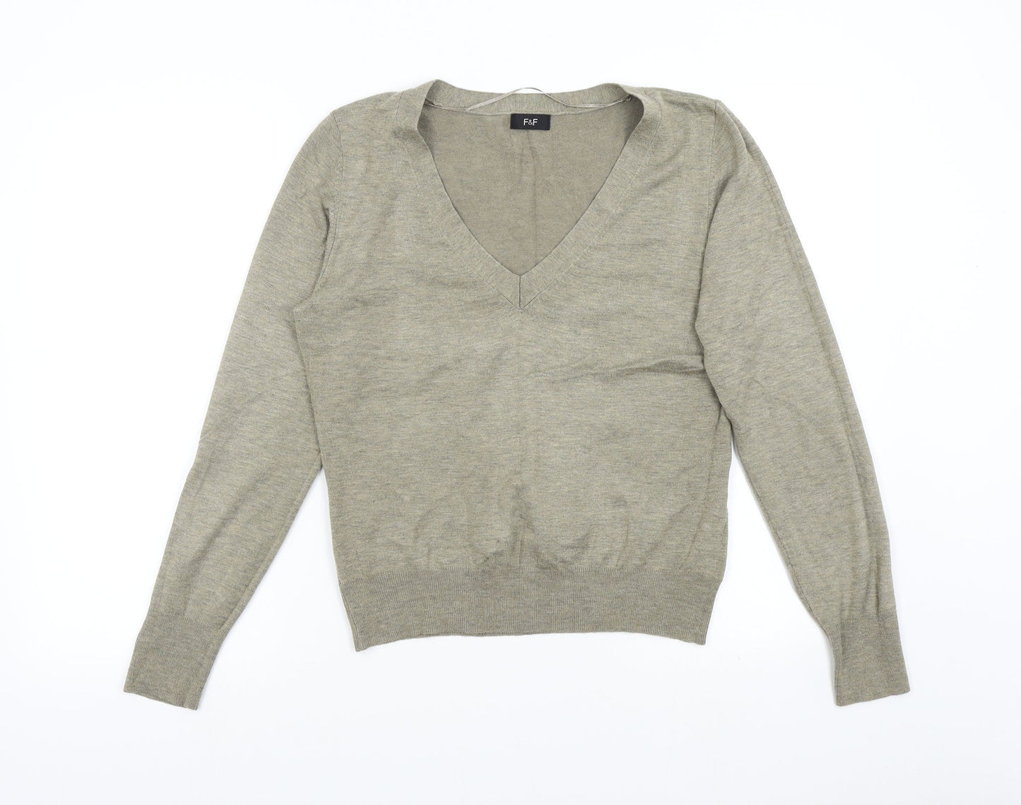 F&F Womens Brown  Knit Pullover Jumper Size 14