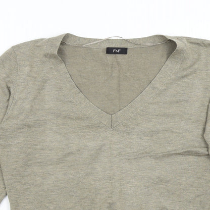 F&F Womens Brown  Knit Pullover Jumper Size 14