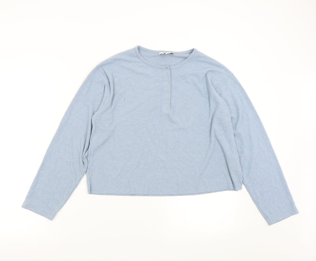 Additional front view of Topshop women’s blue pullover sweatshirt, size UK 8