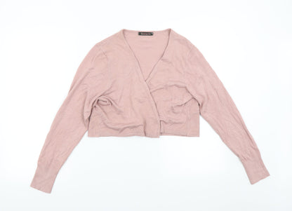 Bonmarché Womens Pink  Knit Wrap Jumper Size M