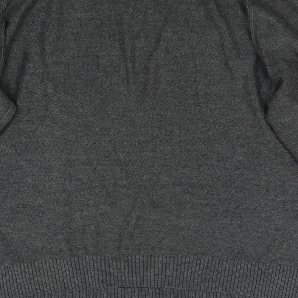 George Mens Grey Striped Knit Pullover Jumper Size L