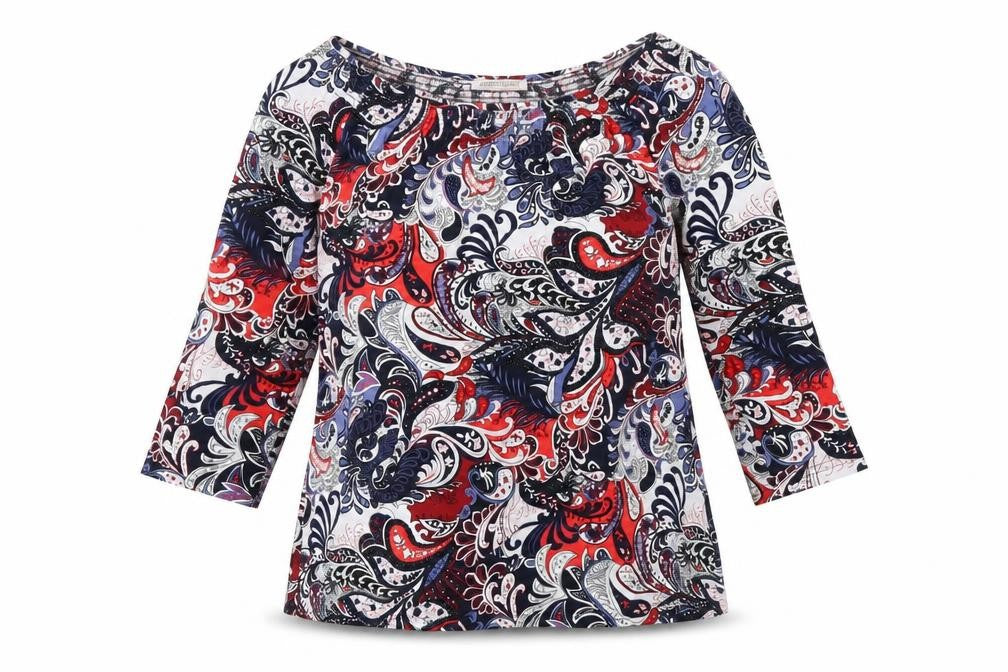 Front view of Anna rose women’s multicoloured fair isle basic blouse, size M