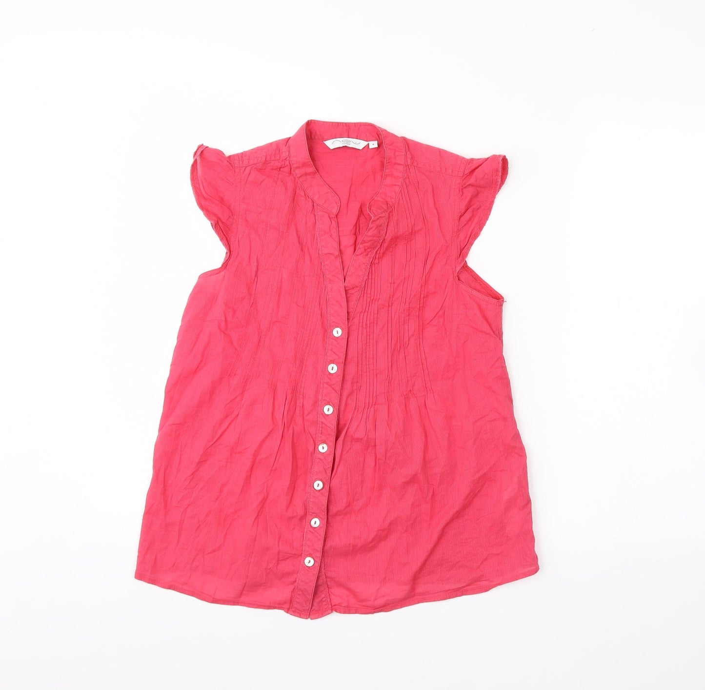 Womens UK Size 8 New Look Pink Basic Button-Up