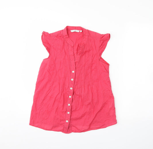 Womens UK Size 8 New Look Pink Basic Button-Up