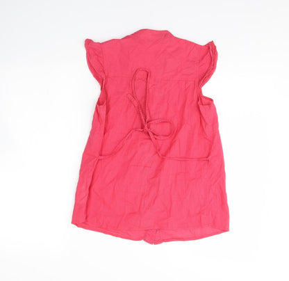 Womens UK Size 8 New Look Pink Basic Button-Up