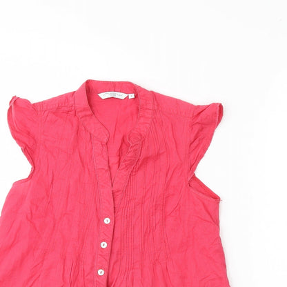 Womens UK Size 8 New Look Pink Basic Button-Up