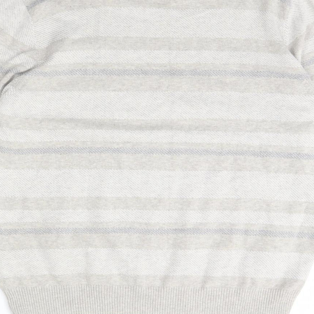 M&S Mens Grey Striped  Pullover Jumper Size L