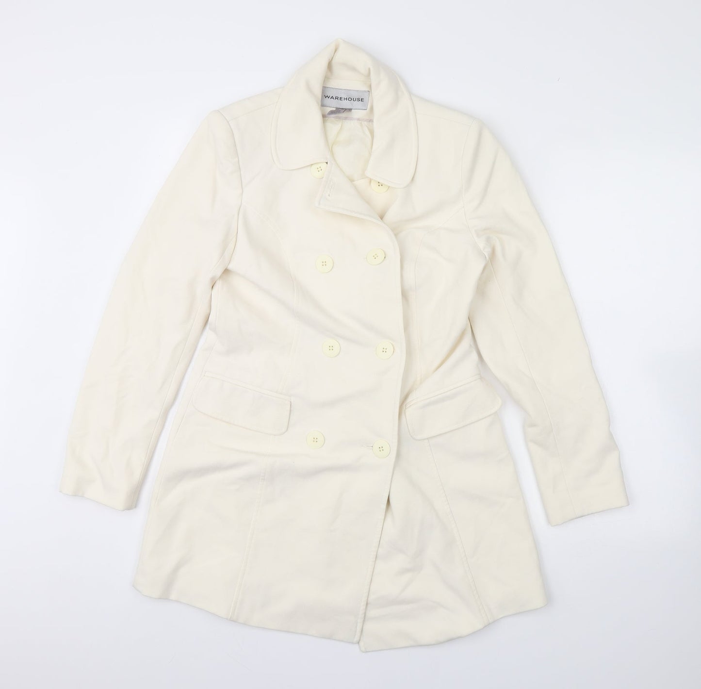 Warehouse Womens Ivory   Overcoat Coat Size 10