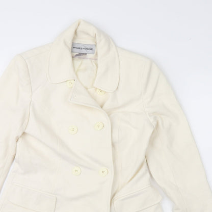 Warehouse Womens Ivory   Overcoat Coat Size 10